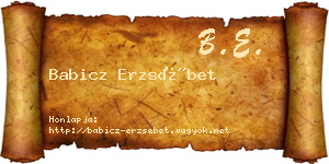 Babicz Erzsébet névjegykártya